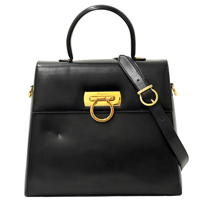 Ferragamo フェラガモ 2wayバッグ ガンチーニ ブラック レザー レディース 【中古】