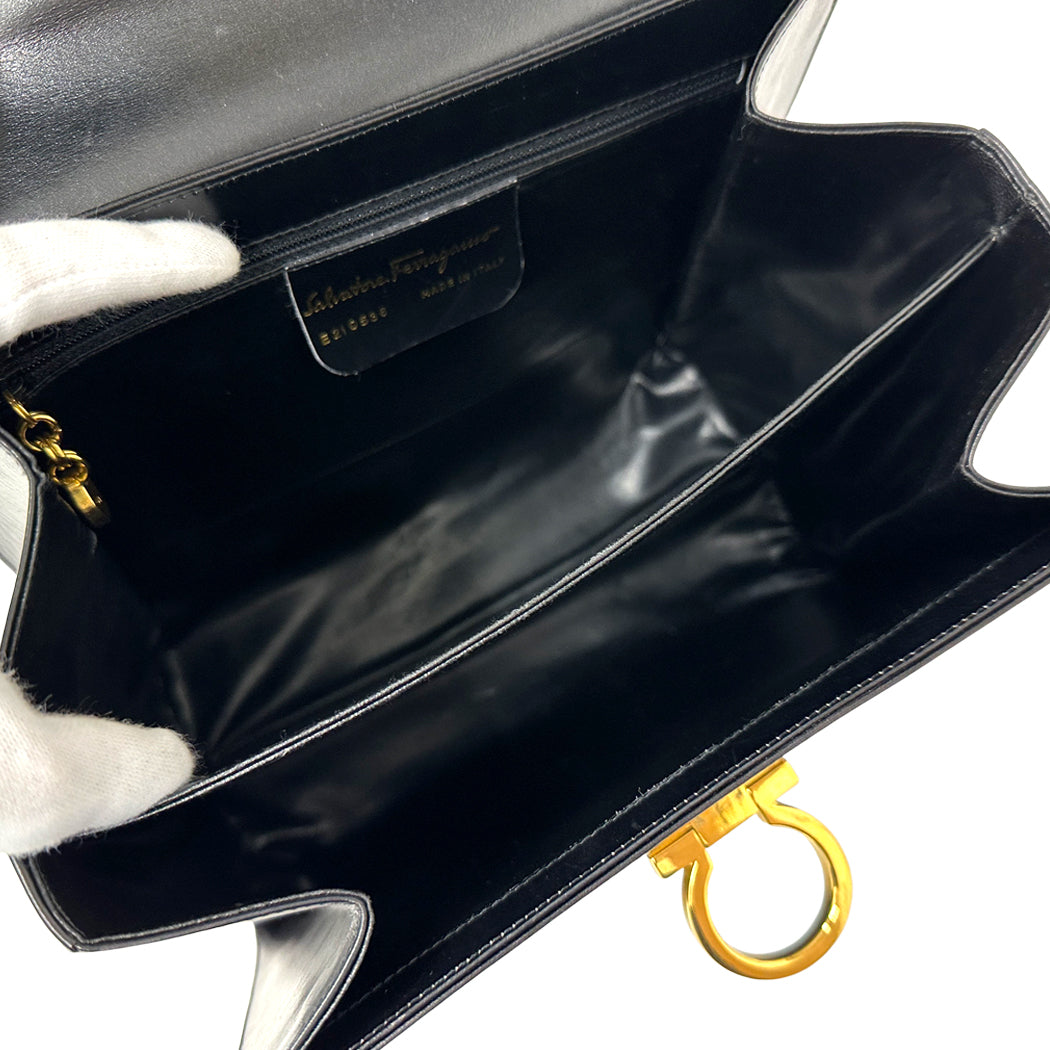 Ferragamo フェラガモ 2wayバッグ ガンチーニ ブラック レザー レディース 【中古】