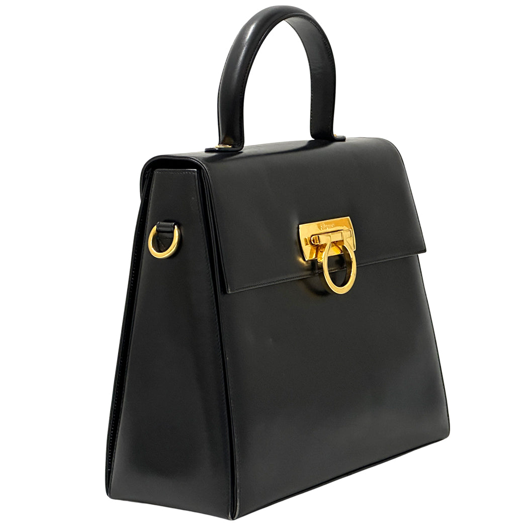 Ferragamo フェラガモ 2wayバッグ ガンチーニ ブラック レザー レディース 【中古】