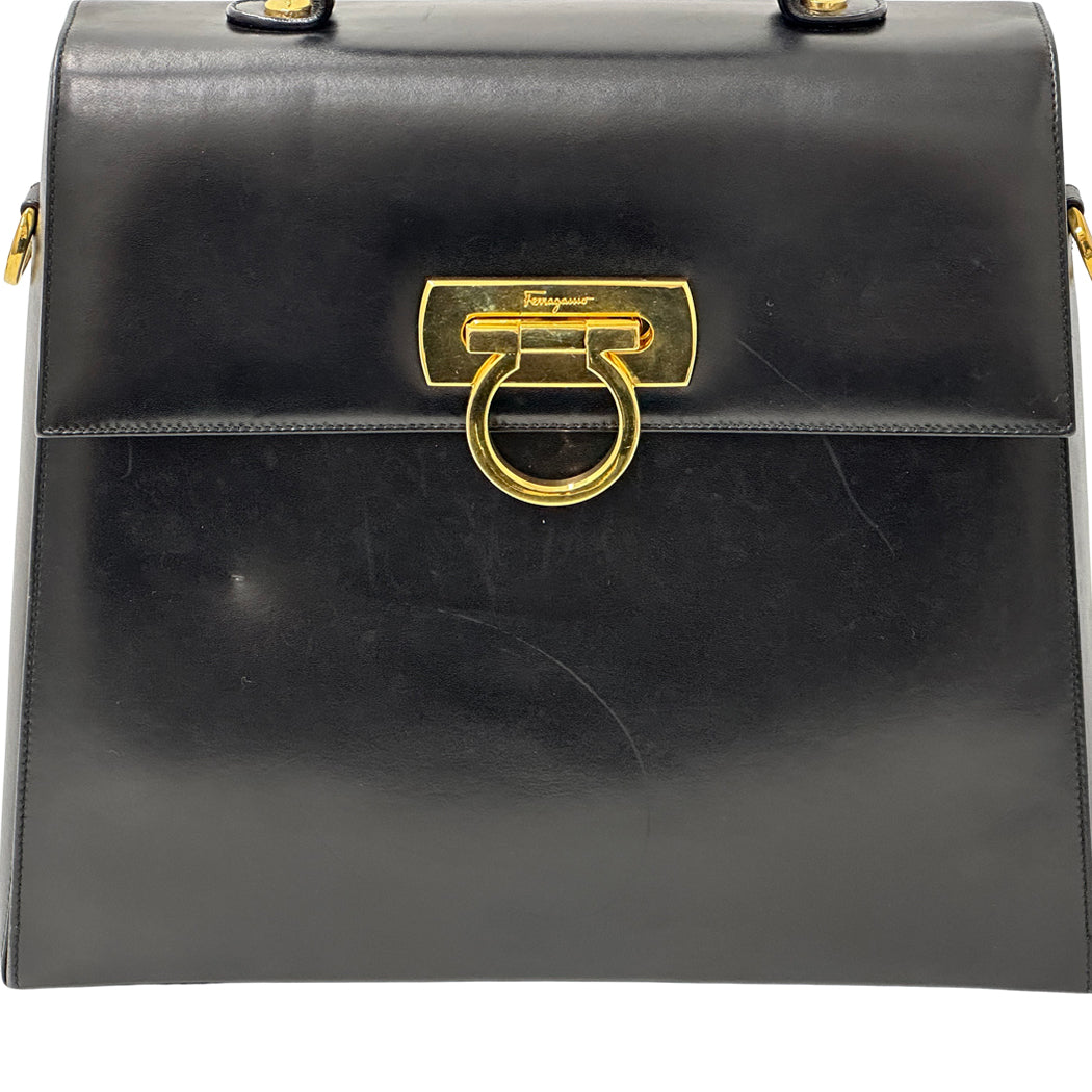Ferragamo フェラガモ 2wayバッグ ガンチーニ ブラック レザー レディース 【中古】