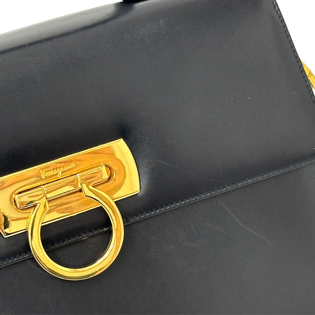 Ferragamo フェラガモ 2wayバッグ ガンチーニ ブラック レザー レディース 【中古】