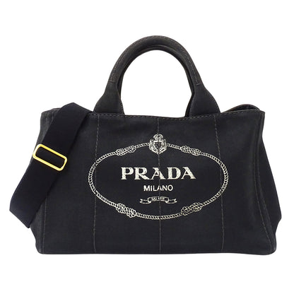 PRADA プラダ カナパ M 2wayバッグ ブラック 1BG642 キャンバス レディース 【中古】