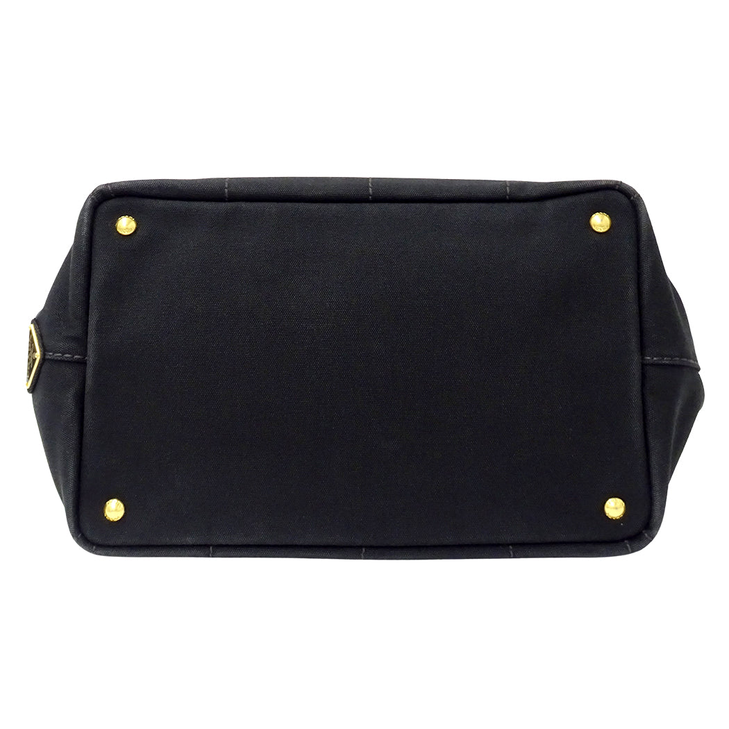 PRADA プラダ カナパ M 2wayバッグ ブラック 1BG642 キャンバス レディース 【中古】