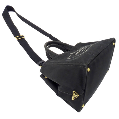 PRADA プラダ カナパ M 2wayバッグ ブラック 1BG642 キャンバス レディース 【中古】