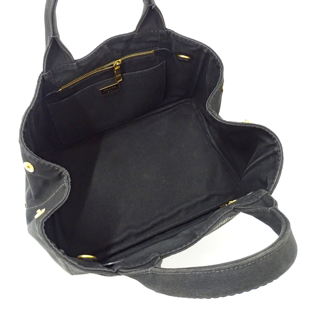 PRADA プラダ カナパ M 2wayバッグ ブラック 1BG642 キャンバス レディース 【中古】