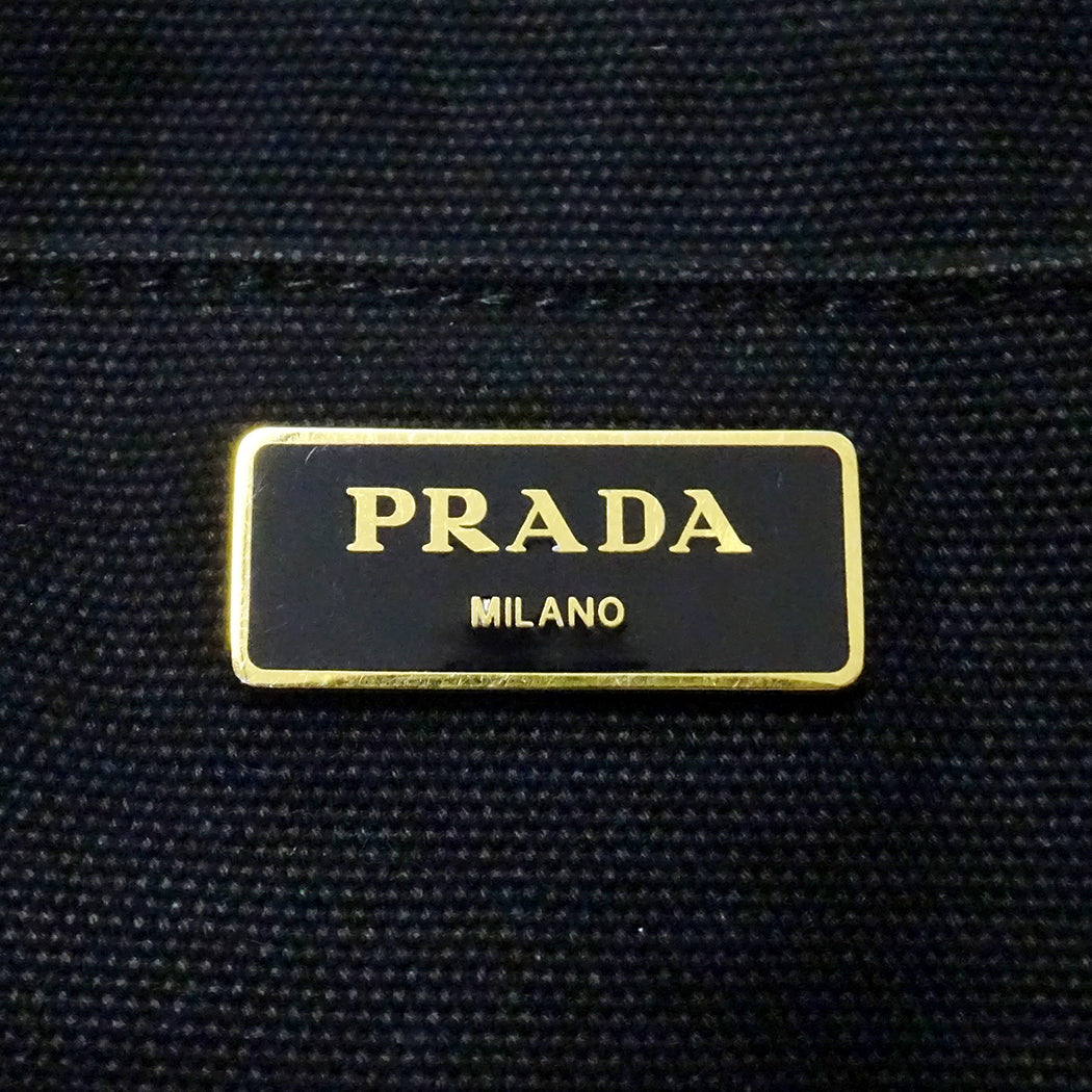 PRADA プラダ カナパ M 2wayバッグ ブラック 1BG642 キャンバス レディース 【中古】