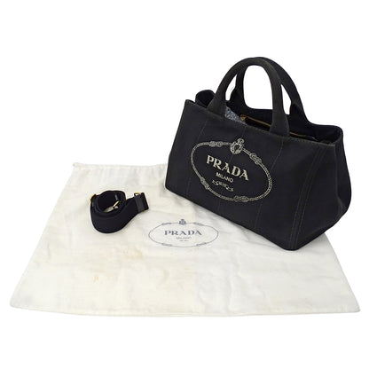 PRADA プラダ カナパ M 2wayバッグ ブラック 1BG642 キャンバス レディース 【中古】