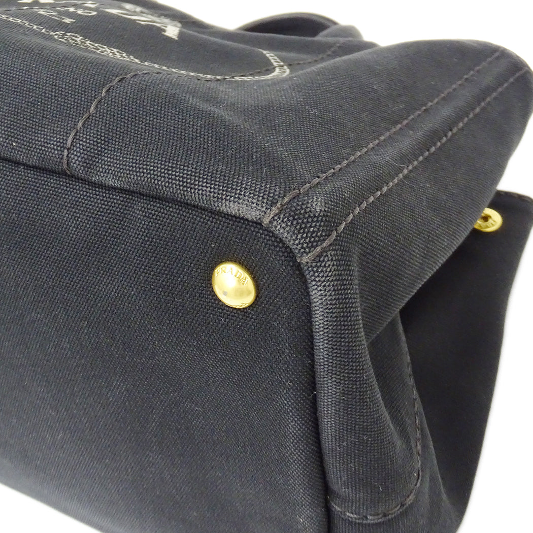 PRADA プラダ カナパ M 2wayバッグ ブラック 1BG642 キャンバス レディース 【中古】