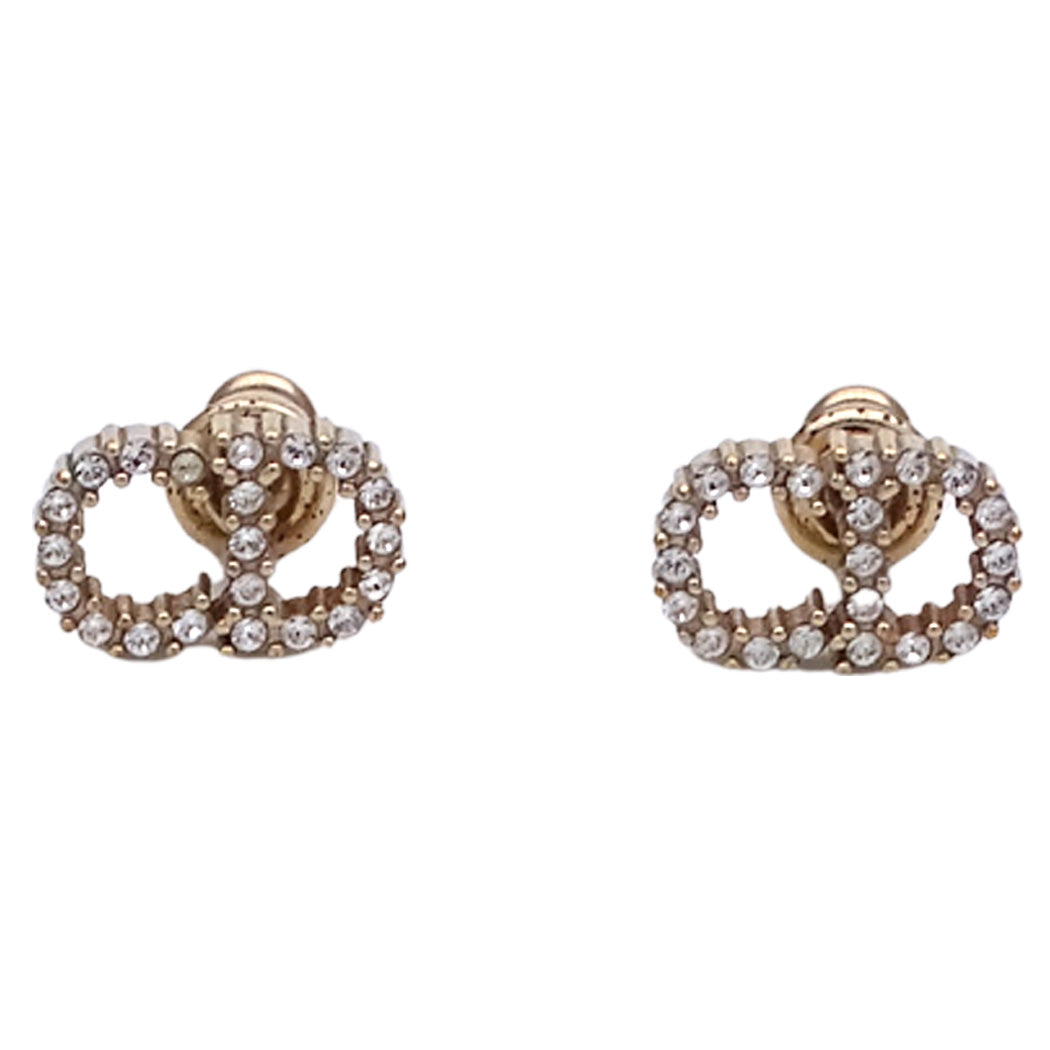 Dior ディオール ピアス ラインストーン ゴールド レディース 【中古】