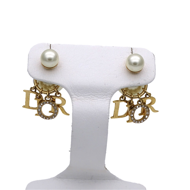 Dior ディオール トライバル ピアス メタル フェイクパール ゴールド レディース 【中古】