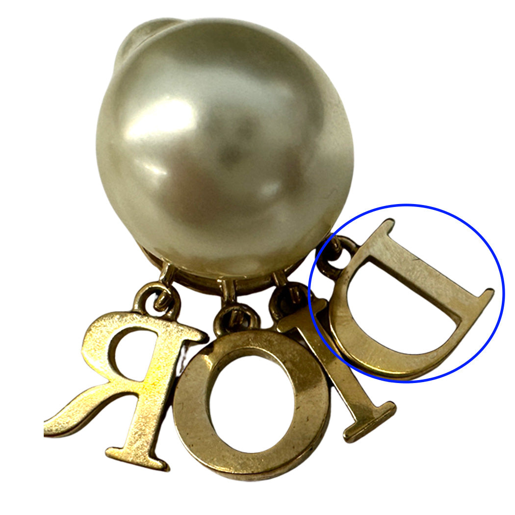 Dior ディオール トライバル ピアス メタル フェイクパール ゴールド レディース 【中古】