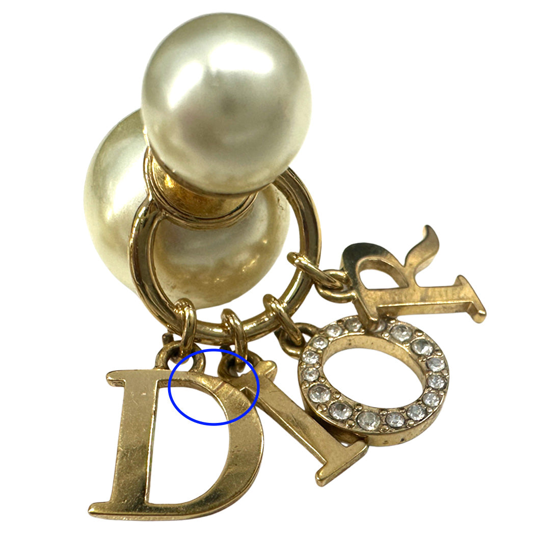 Dior ディオール トライバル ピアス メタル フェイクパール ゴールド レディース 【中古】
