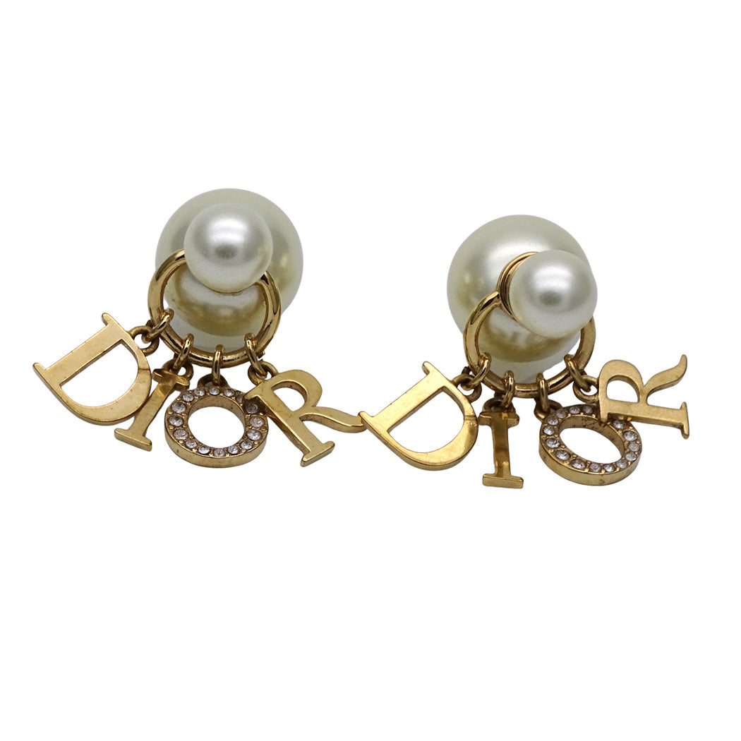 Dior ディオール トライバル ピアス メタル フェイクパール ゴールド レディース 【中古】