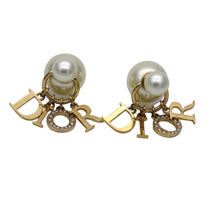 Dior ディオール トライバル ピアス メタル フェイクパール ゴールド レディース 【中古】