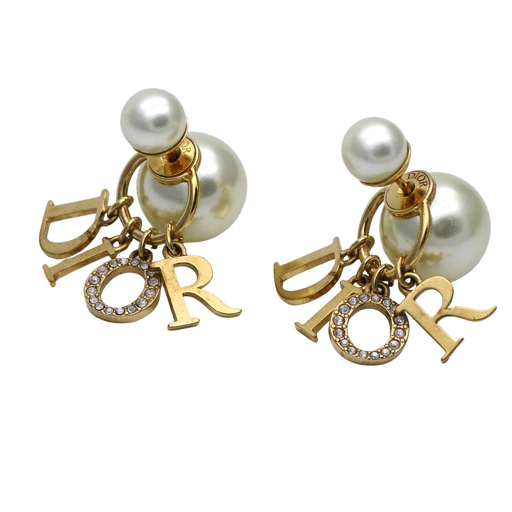 Dior ディオール トライバル ピアス メタル フェイクパール ゴールド レディース 【中古】