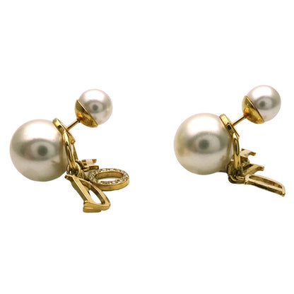 Dior ディオール トライバル ピアス メタル フェイクパール ゴールド レディース 【中古】