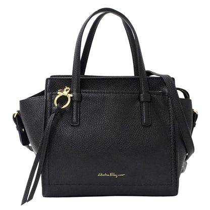 Ferragamo フェラガモ 2wayバッグ ガンチーニ ブラック レザー レディース 【中古】