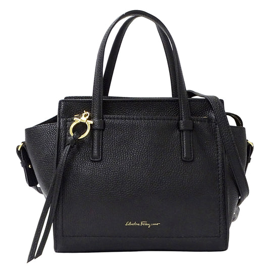 Ferragamo フェラガモ 2wayバッグ ガンチーニ ブラック レザー レディース 【中古】