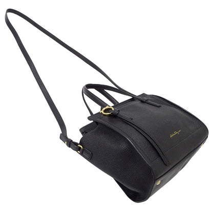 Ferragamo フェラガモ 2wayバッグ ガンチーニ ブラック レザー レディース 【中古】
