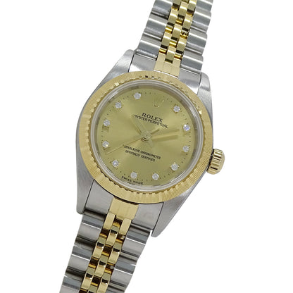 ROLEX ロレックス オイスターパーペチュアル 76243G P番 レディース 腕時計 11Pダイヤモンド 自動巻き SS YG 磨き済み【中古】