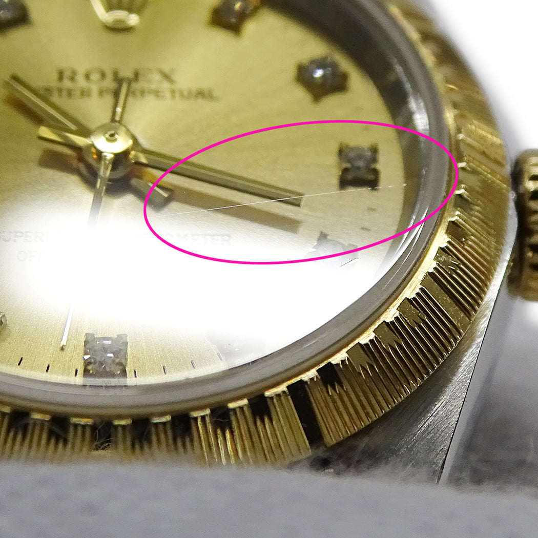 ROLEX ロレックス オイスターパーペチュアル 76243G P番 レディース 腕時計 11Pダイヤモンド 自動巻き SS YG 磨き済み【中古】