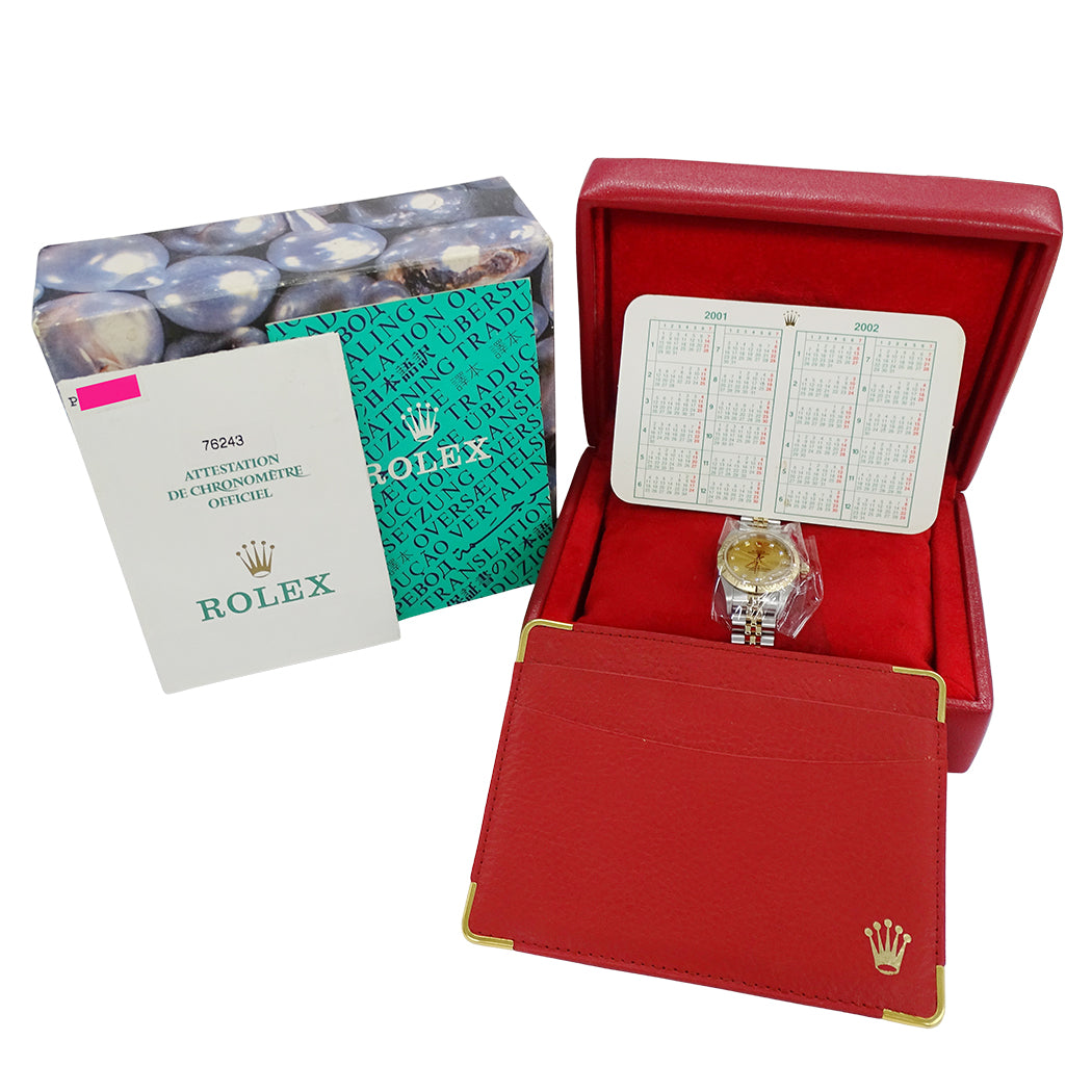 ROLEX ロレックス オイスターパーペチュアル 76243G P番 レディース 腕時計 11Pダイヤモンド 自動巻き SS YG 磨き済み【中古】