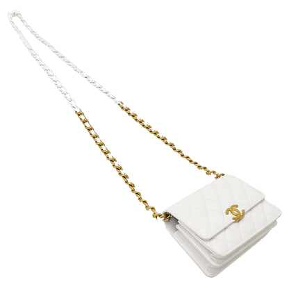 CHANEL シャネル ショルダーバッグ マトラッセ ホワイト ゴールド金具 ラムスキン レディース 【中古】