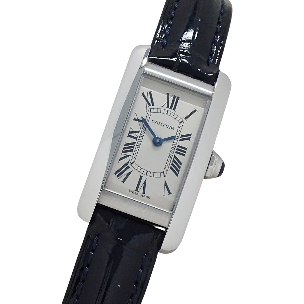 Cartier カルティエ タンクアメリカン SM WSTA0016 レディース 腕時計 クオーツ QZ ステンレス レザー 磨き済み【中古】