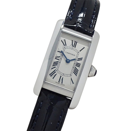 Cartier カルティエ タンクアメリカン SM WSTA0016 レディース 腕時計 クオーツ QZ ステンレス レザー 磨き済み【中古】