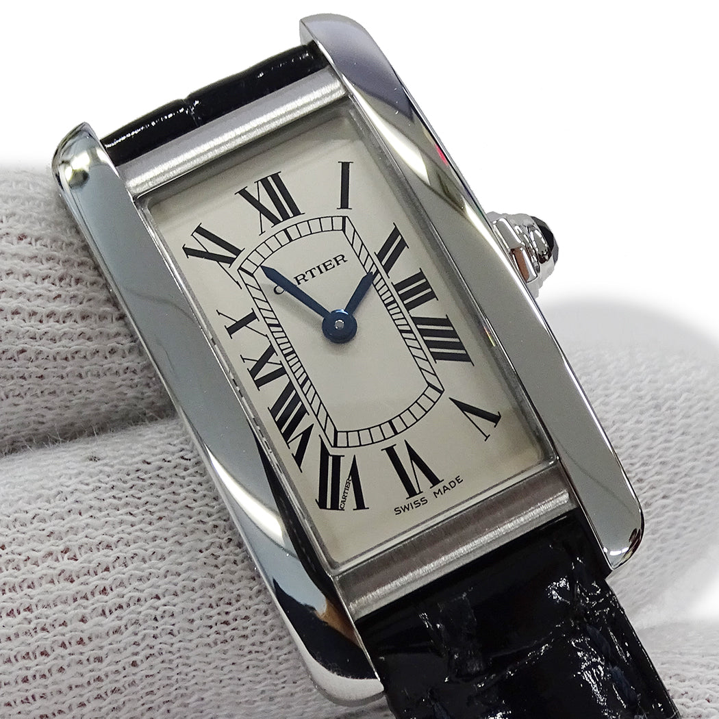 Cartier カルティエ タンクアメリカン SM WSTA0016 レディース 腕時計 クオーツ QZ ステンレス レザー 磨き済み【中古】