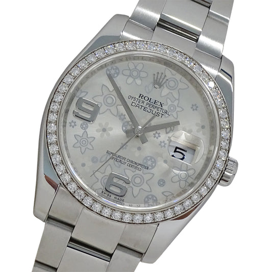 ROLEX ロレックス デイトジャスト 116244 ランダム番 メンズ 腕時計 フラワー ダイヤモンド 自動巻き SS 磨き済み【中古】