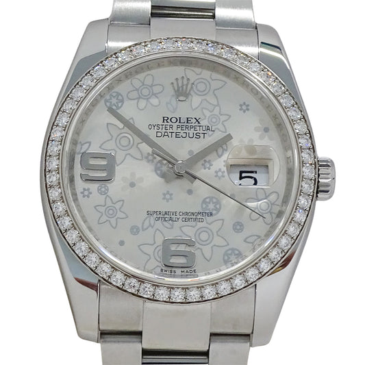 ROLEX ロレックス デイトジャスト 116244 ランダム番 メンズ 腕時計 フラワー ダイヤモンド 自動巻き SS 磨き済み【中古】