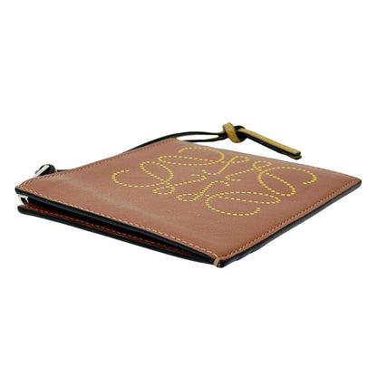 LOEWE ロエベ コインケース アナグラム ブラウン イエロー カーフ レディース 【中古】