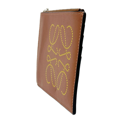 LOEWE ロエベ コインケース アナグラム ブラウン イエロー カーフ レディース 【中古】