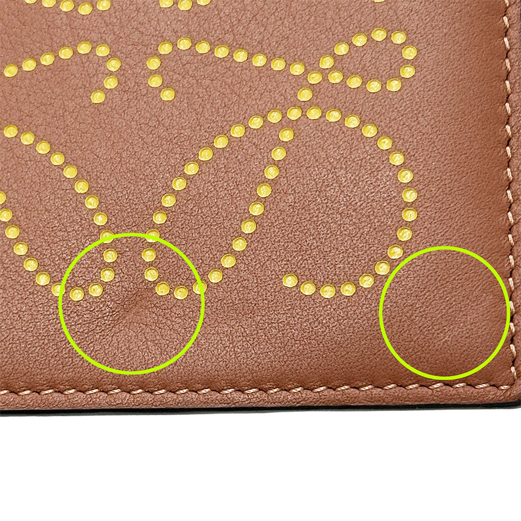 LOEWE ロエベ コインケース アナグラム ブラウン イエロー カーフ レディース 【中古】