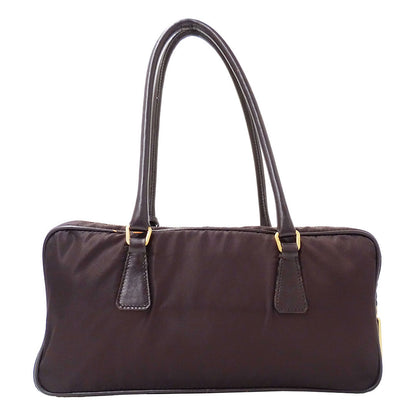 PRADA プラダ ハンドバッグ ダークブラウン ナイロン レディース 【中古】