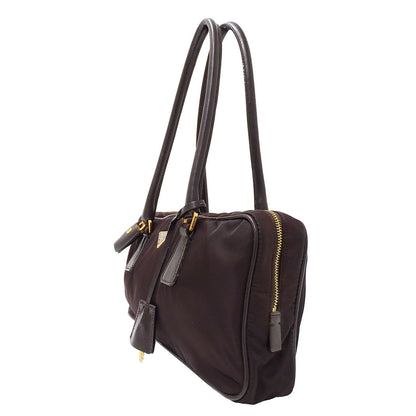 PRADA プラダ ハンドバッグ ダークブラウン ナイロン レディース 【中古】