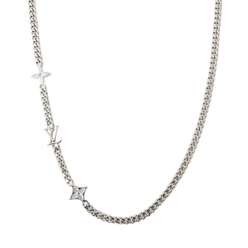 LOUIS VUITTON ルイ・ヴィトン ネックレス･モノグラム ロウ ネックレス メタル シルバー メンズ M01490 【中古】