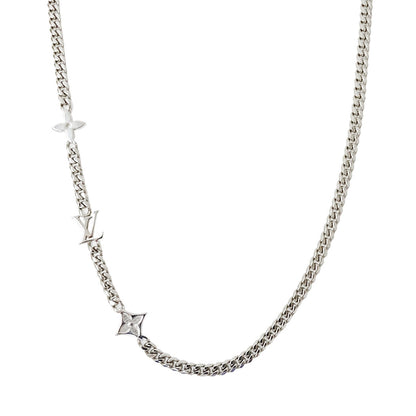 LOUIS VUITTON ルイ・ヴィトン ネックレス･モノグラム ロウ ネックレス メタル シルバー メンズ M01490 【中古】