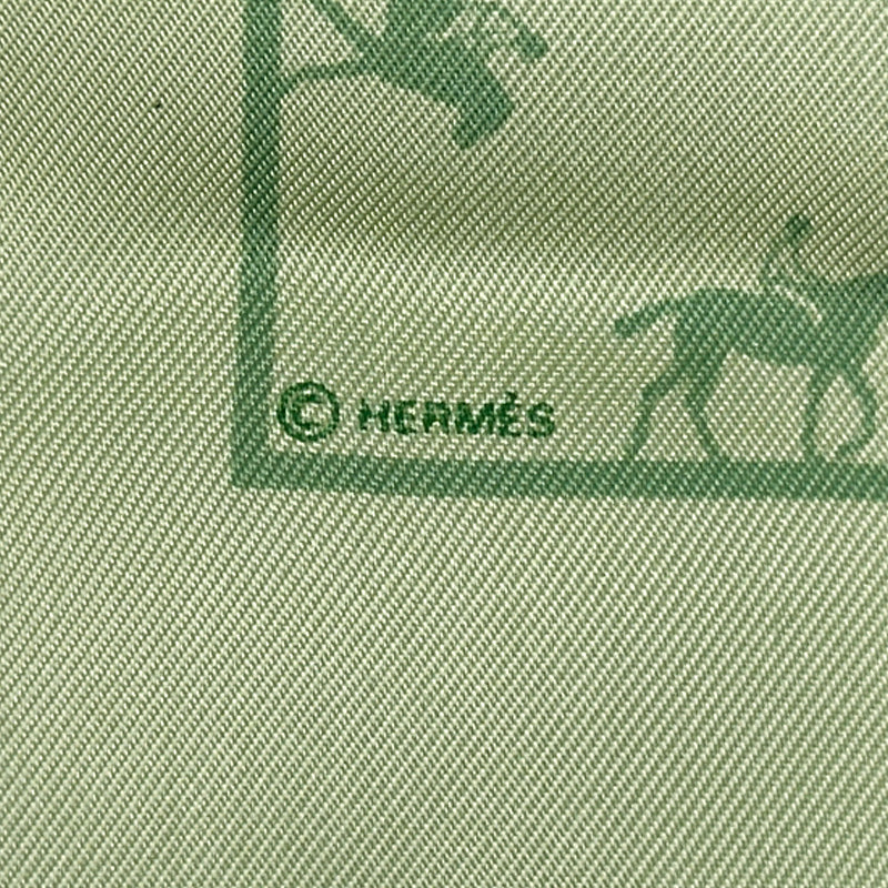 HERMES エルメス カレ40 Saut Galop Canter Rack 馬術乗馬 スカーフ グリーン シルク レディース 【中古】