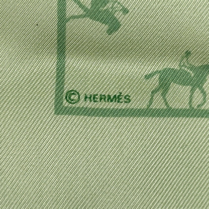 HERMES エルメス カレ40 Saut Galop Canter Rack 馬術乗馬 スカーフ グリーン シルク レディース 【中古】