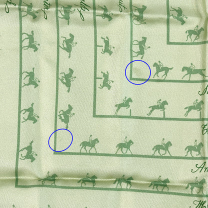 HERMES エルメス カレ40 Saut Galop Canter Rack 馬術乗馬 スカーフ グリーン シルク レディース 【中古】