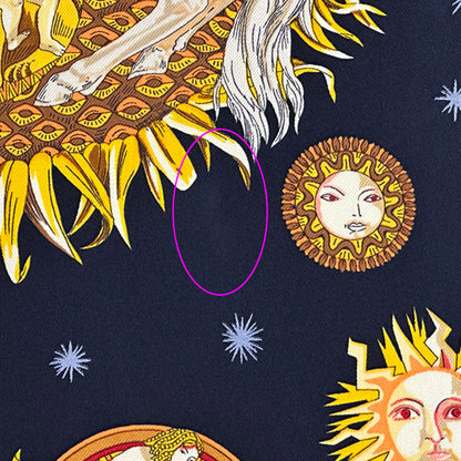 HERMES エルメス カレ90 LE ROY SOLEIL 太陽王 スカーフ ブラック イエロー シルク レディース 【中古】