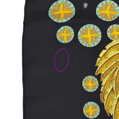 HERMES エルメス カレ90 LE ROY SOLEIL 太陽王 スカーフ ブラック イエロー シルク レディース 【中古】