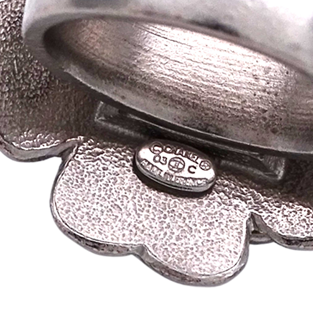 CHANEL シャネル リング 指輪 カメリア ココマーク シルバー ブラック レディース 【中古】