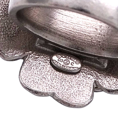 CHANEL シャネル リング 指輪 カメリア ココマーク シルバー ブラック レディース 【中古】
