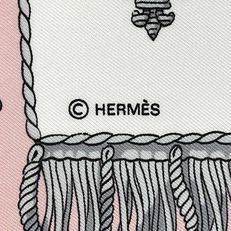 HERMES エルメス カレ90 VUE DU CARROSSE DE LA GALERE LA REALE クイーンの戴冠式 スカーフ ピンク マルチカラー シルク レディース 【中古】