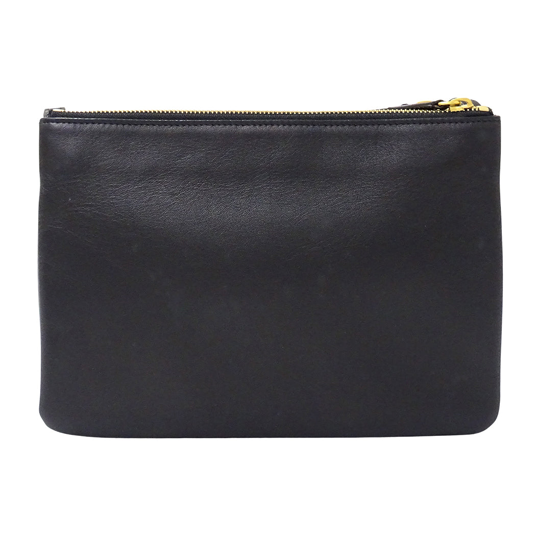 CELINE セリーヌ トリオ ラージ ショルダーバッグ ブラック レザー レディース 【中古】