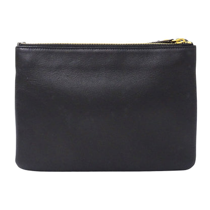 CELINE セリーヌ トリオ ラージ ショルダーバッグ ブラック レザー レディース 【中古】