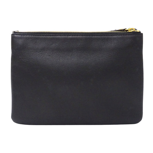 CELINE セリーヌ トリオ ラージ ショルダーバッグ ブラック レザー レディース 【中古】